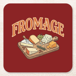 Vintage Fromage Französische Käse-Charcuterie-Graf Rechteckiger Pappuntersetzer