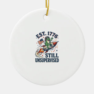 Vintage Frosch Rakete Est 1776 Unbeaufsichtigtes S Keramik Ornament