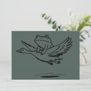 Vintage Frosch reitet Gans Natur Whimsical Tier  Einladung