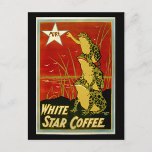 Vintage Froschkaffeemarke Postkarte