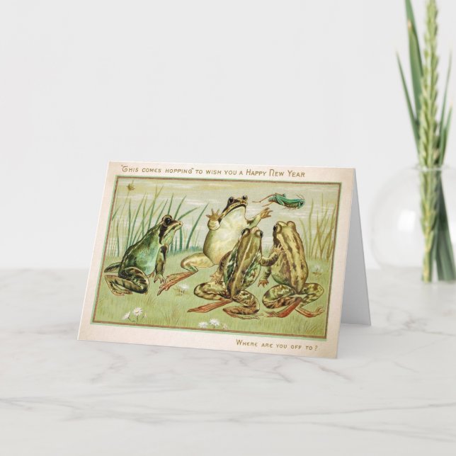 Vintage Froschkarte Feiertagskarte (Vorderseite)