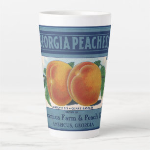 Vintage-Fruchkisten-Etiketten-Kunst, Georgia-Pfirs Milchtasse