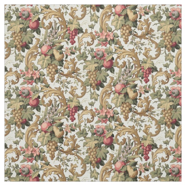 Vintage Frucht Blume & Traubenmuster Stoff (Muster)
