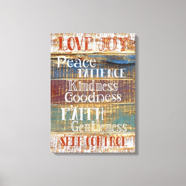 Vintage Frucht des Geistes Rustikal Christlich Leinwanddruck (Vorderseite)