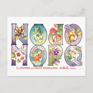 Vintage-Frucht- und Blumenalphabet NQ Postkarte