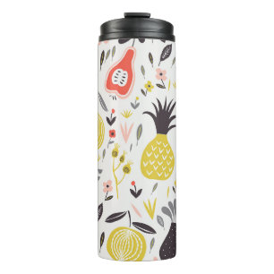 Vintage Früchte, Blume: nahtlos. Thermosbecher