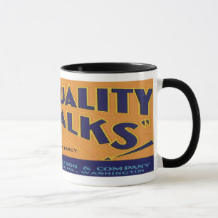 Vintage-Fruchtkisten-Etiketten-Kunst, altmodisches Tasse