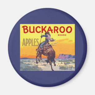 Vintage-Fruchtkisten-Etiketten-Kunst, Buckaroo-Äpf Magnet