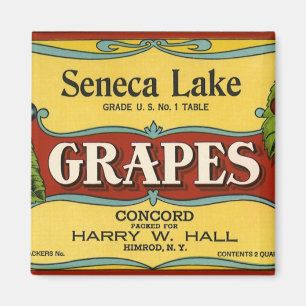 Vintage-Fruchtkisten-Etiketten-Kunst, Seneca Lake  Magnet