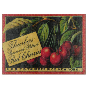 Vintage-Fruchtkisten-Etiketten-Kunst, Thurber-Kirs Schneidebrett