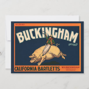 Vintage-Fruchtkisten-Etikettenkunst Cowboy auf Sch