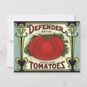 Vintage-Fruchtkisten-Etikettenkunst, Defender-Toma