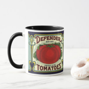 Vintage-Fruchtkisten-Etikettenkunst, Defender-Toma Tasse