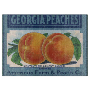 Vintage-Fruchtkisten-Etikettenkunst, Georgia-Pfirs Schneidebrett