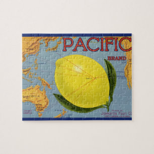 Vintage-Fruchtkisten-Etikettenkunst Pacific Lemon 