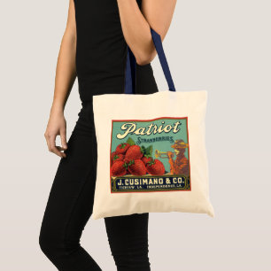 Vintage-Fruchtkisten-Etikettenkunst Patriot Erdbee Tragetasche
