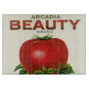 Vintage-Fruchtkistenetikett, Arcadia Beauty Tomate Schneidebrett