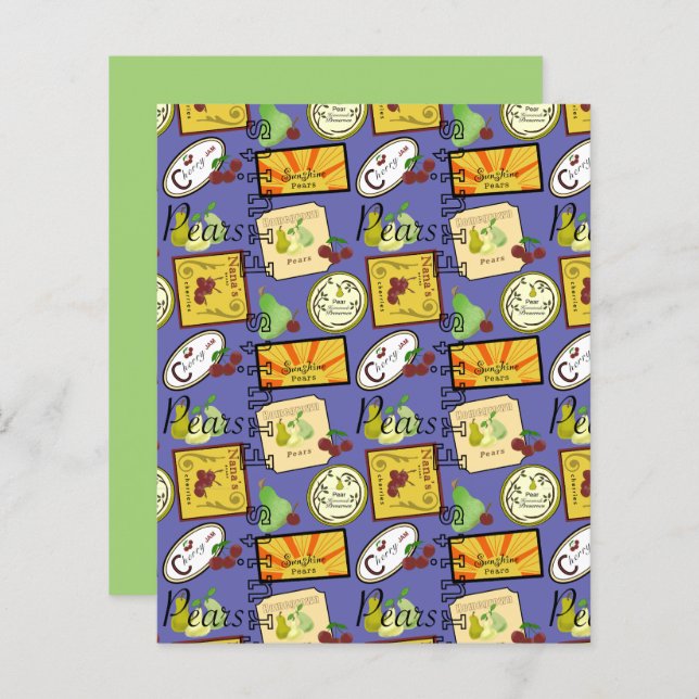 Vintage Fruchtmarken - Scrapbook-Blatt (Vorne/Hinten)