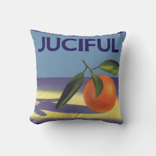 Vintage-Fruchtschachtel-Etikettenkunst, Juciful Or Kissen
