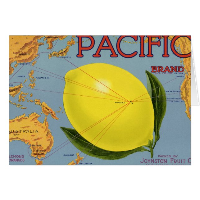 Vintage-Fruchtschachtel-Etikettenkunst Pacific Lem (Vorderseite (Horizontal))