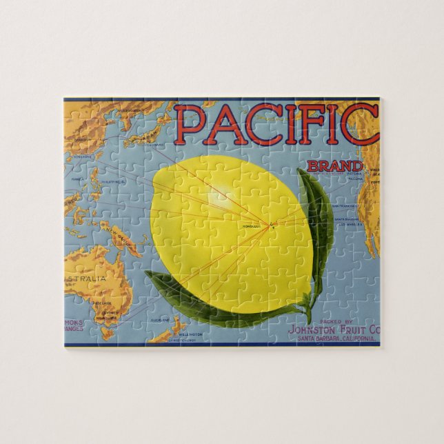 Vintage-Fruchtschachtel-Etikettenkunst Pacific Lem (Horizontal)