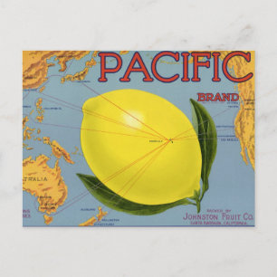 Vintage-Fruchtschachtel-Etikettenkunst Pacific-Zit Postkarte