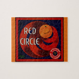 Vintage-Fruchtschachtel-Etikettenkunst Rote-Kreis-