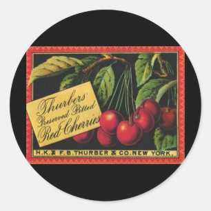 Vintage-Fruchtschachtel-Etikettenkunst, Thurber-Ki Runder Aufkleber