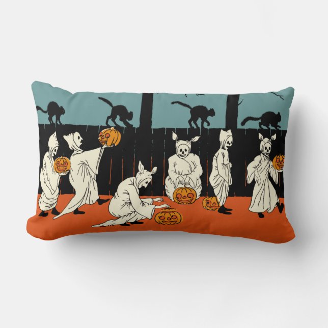 Vintage frühe 1900s Halloween "Spooks auf Parade " Lendenkissen (Vorderseite)