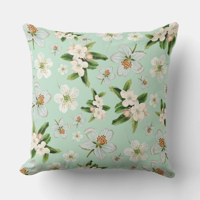 Vintage Frühjahrsblüte-Blume Muster Kissen (Vorderseite)