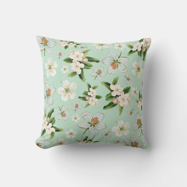 Vintage Frühjahrsblüte-Blume Muster Kissen (Vorderseite)