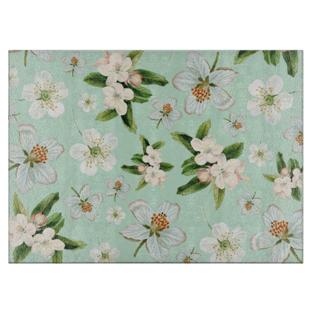 Vintage Frühjahrsblüte-Blume Muster Schneidebrett (Vorderseite)