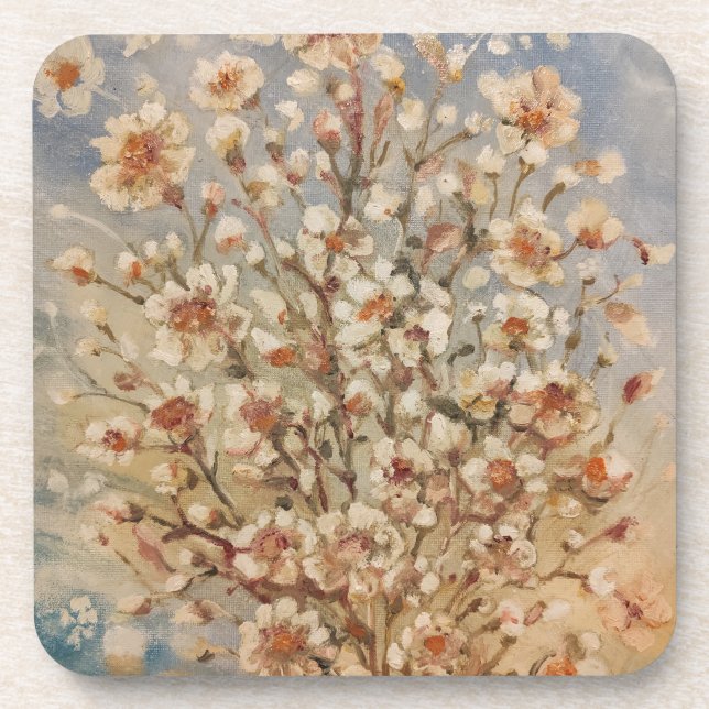 Vintage Frühjahrsblüten Getränkeuntersetzer (Vorderseite)