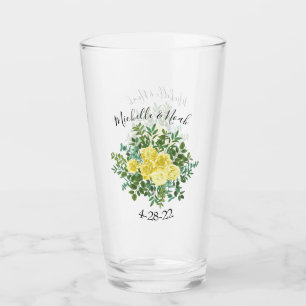 Vintage Frühjahrssonne mit hellgelbem Rosen Glas