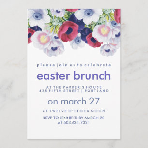 Vintage Frühlingsblumen Osterbrunch Einladung