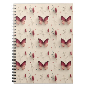 Vintage Frühlingsblumen und rosa Schmetterling Notizblock