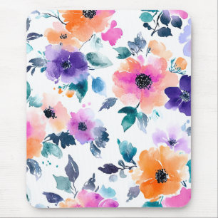Vintage Frühlingsgarten Aquarell Blumen Mousepad