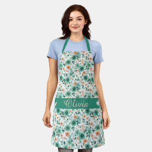 Vintage Frühlingsgrüne Florale Personalisierte Schürze