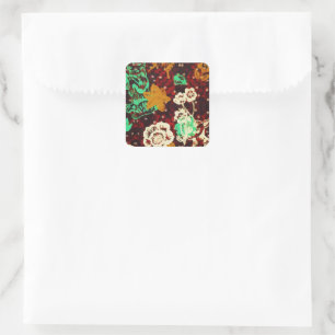 Vintage Frühlingshöfe Blume Quadratischer Aufkleber