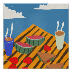 Vintage Frühstück Picknick Poster