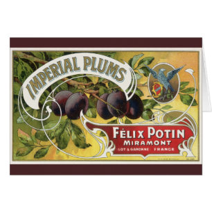Vintage Fruit Crate Art Étiquette, Plums impériaux