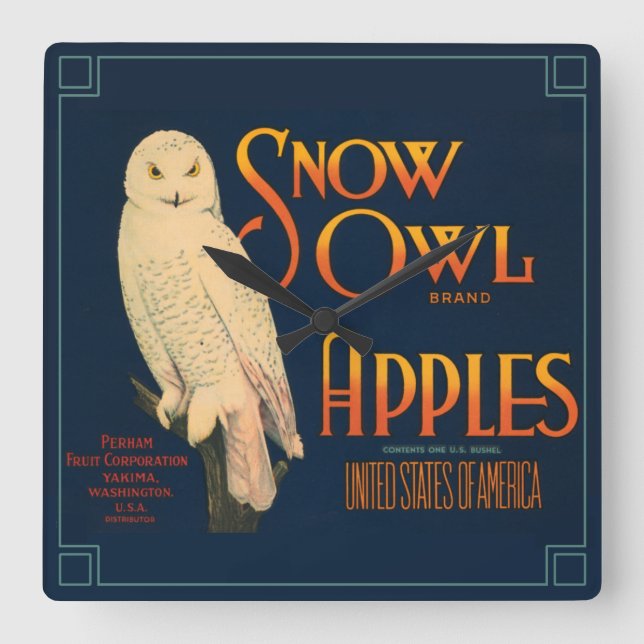 Vintage Fruit Crate Label  Quadratische Wanduhr (Vorderseite)