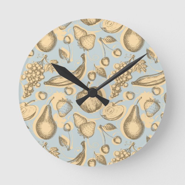Vintage fruits pattern runde wanduhr (Vorderseite)