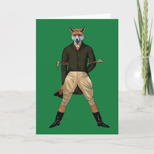 Vintage Fuchs-Jagdkarte Feiertagskarte (Vorderseite)