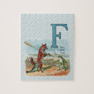 Vintage-Fuchs-und-Frosch-Strand-Whimsical-Illustra
