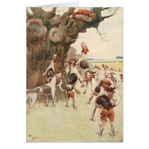Vintage - Fuchs und Hunde,