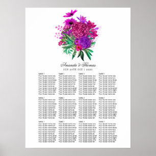 Vintage Fuchsia und Lila Blumensitzordnung Poster