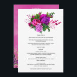 Vintage Fuchsien und Lila Blumenhochzeit Menükarte<br><div class="desc">Helles,  feminines und aufregendes Fuchsienmenü und lila,  schabby-schicke Rose Hochzeitsmenü.</div>