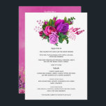 Vintage Fuchsien und Lila Blumenhochzeit Menükarte<br><div class="desc">Helles,  feminines und aufregendes Fuchsienmenü und lila,  schabby-schicke Rose Hochzeitsmenü.</div>