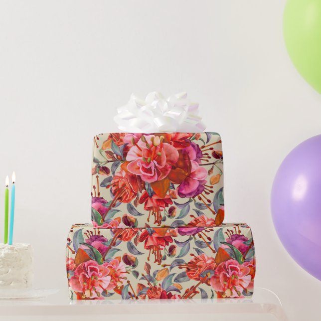 Vintage Fuchsienblüten Geschenkpapier (Partygeschenke)